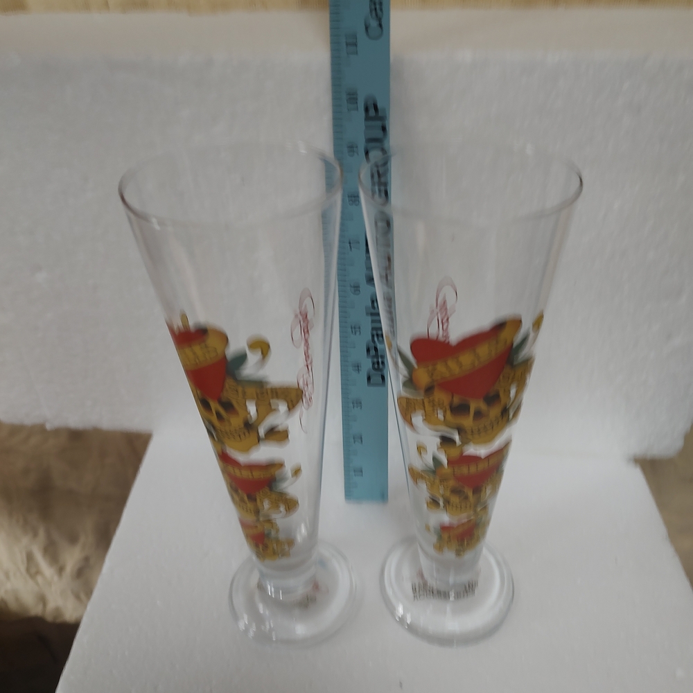Ed Hardy Beer Glasses Set Of 2